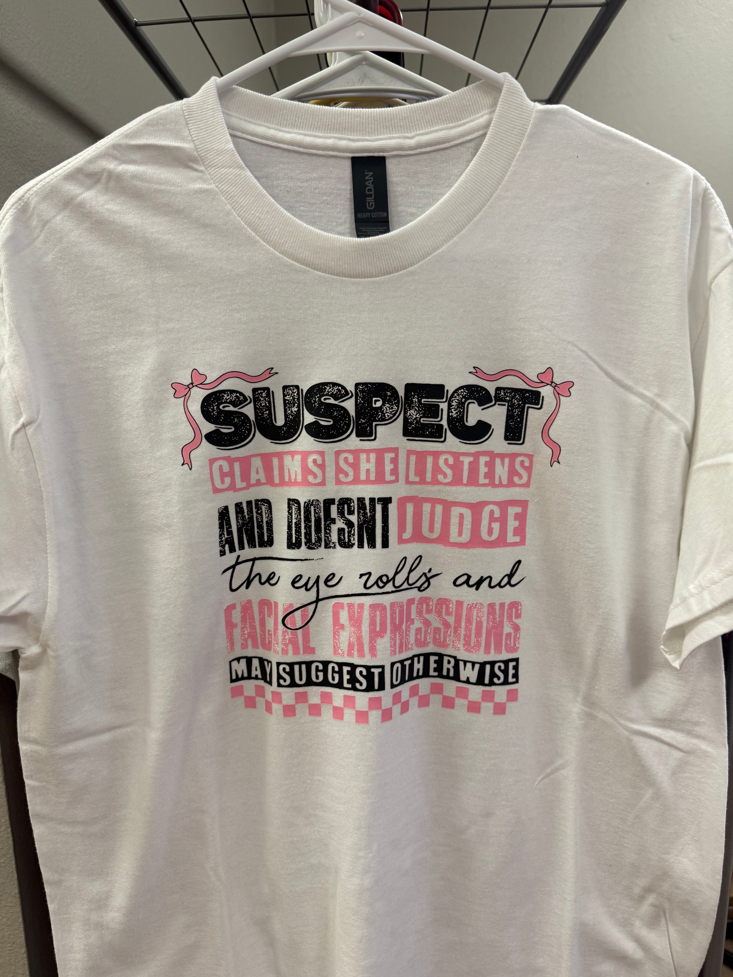 “Suspect Claims” Medium Tshirt