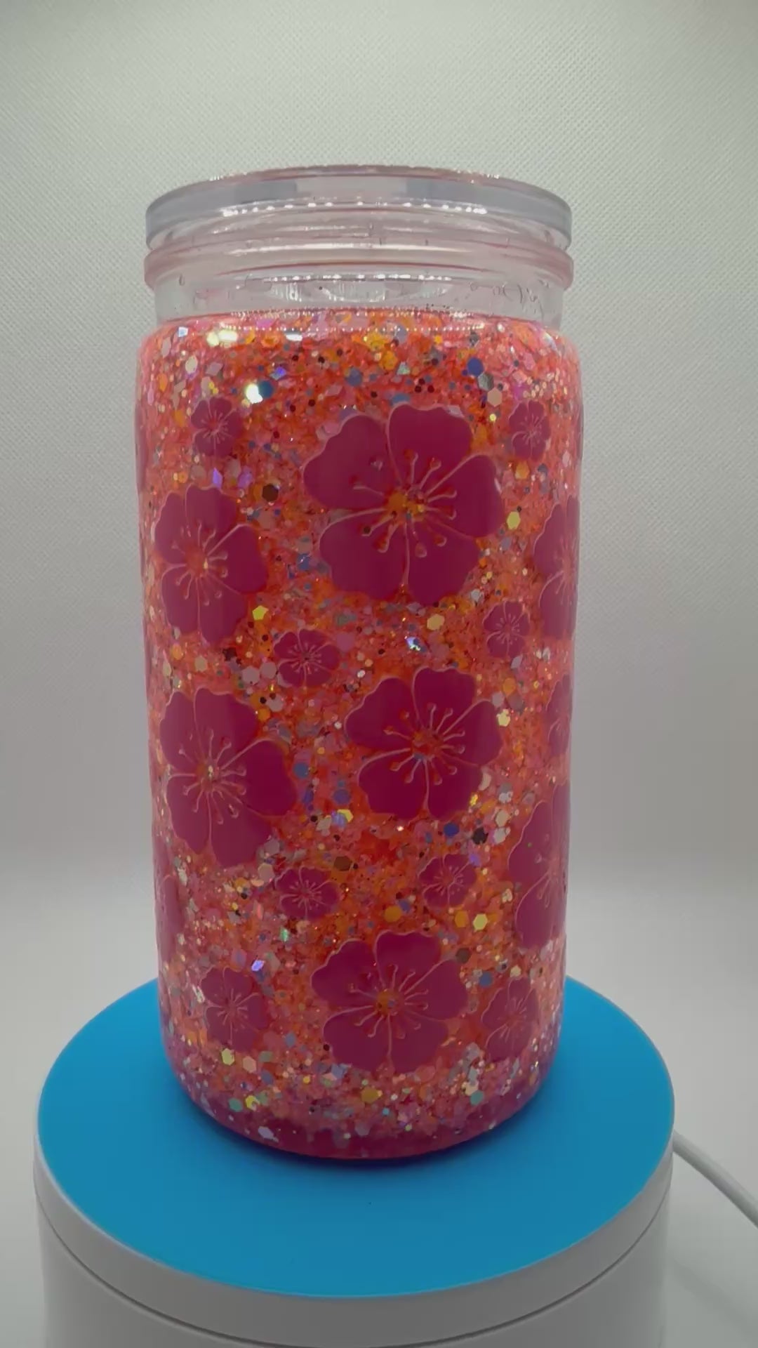 Pink Flower Acrylic Cup